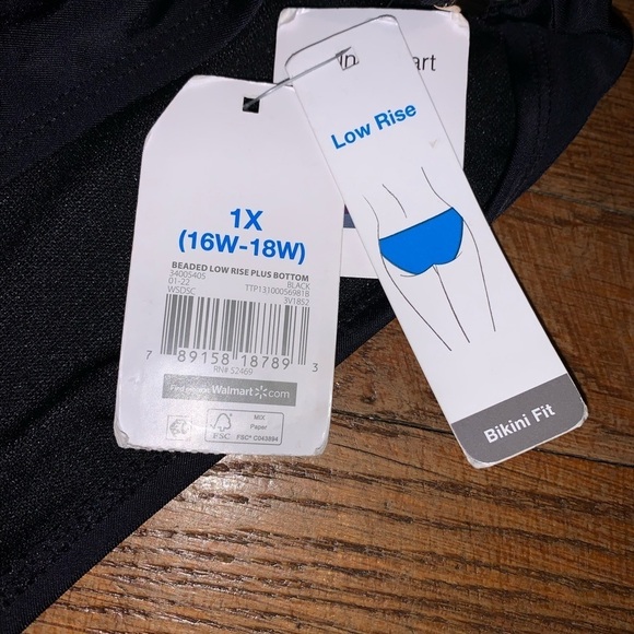 NWT 1X bikini bottoms 16X 18W black gold hardware plus size bathing suit swim - Picture 4 of 6